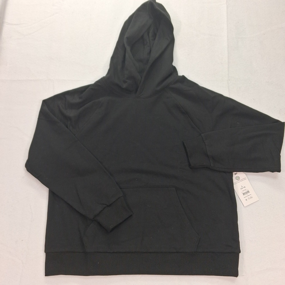 Time and Tru Hoodie Womens L 12-14 TT Fleece Hoodie Black Soot NEW